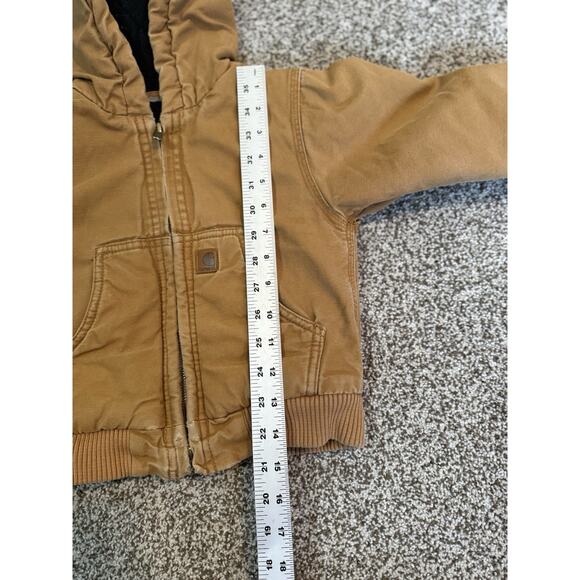 Carhartt Jacket Kids XXS 4-5 Tan Canvas Quilt Lined Hooded Full Zip Coat Youth - Picture 7 of 7